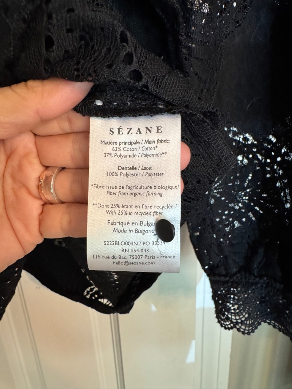 Sézane Bianca Top - Black Eyelet Lace Like New - Picture 7 of 7